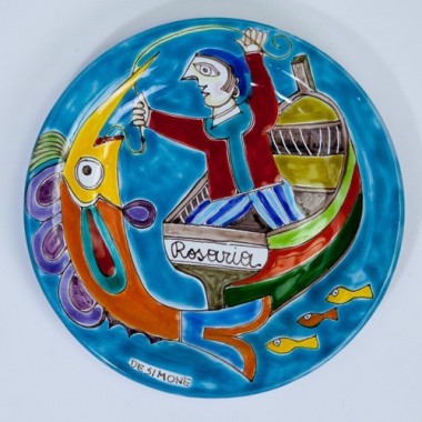 Piatto tondo DS 18 cm Pesca del Pesce Spada PT18DS-38 Piatto tondo DS 18 cm Pesca del Pesce Spada PT18DS-38